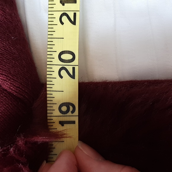 Wine color faux fur open front sweater - Picture 8 of 9